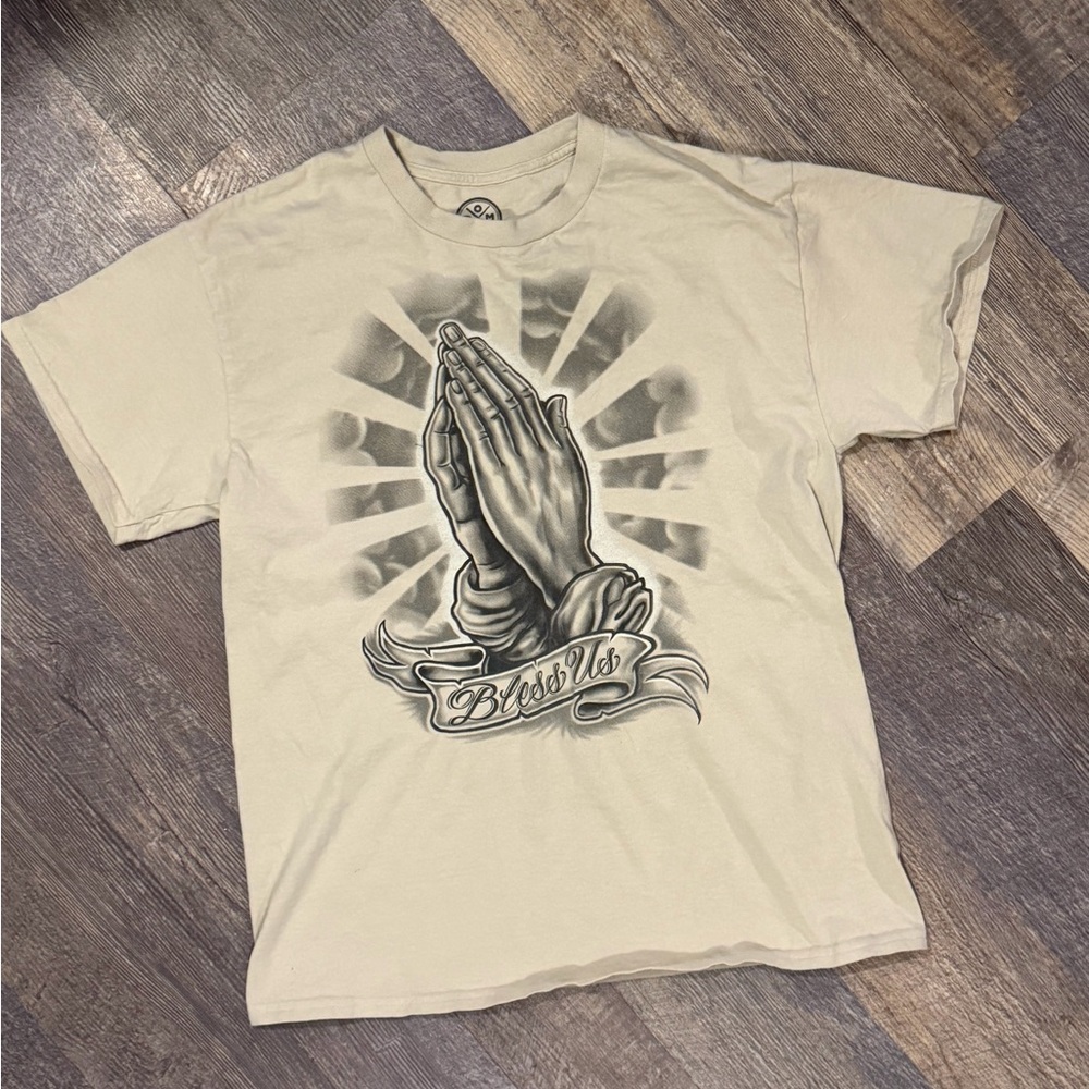 ⭐️3/$12⭐️Bless Us Graphic Beige T-Shirt